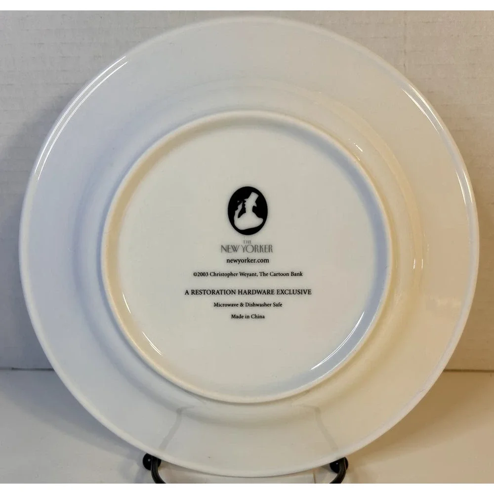 The New Yorker Restoration Hardware Wine Theme Cartoon Porcelain Salad Plate 8